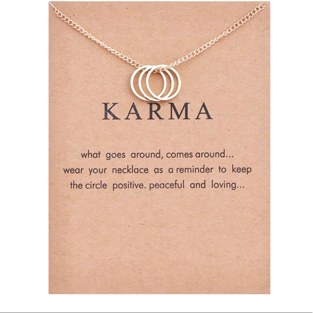 Dainty gold tone Karma necklace!✨